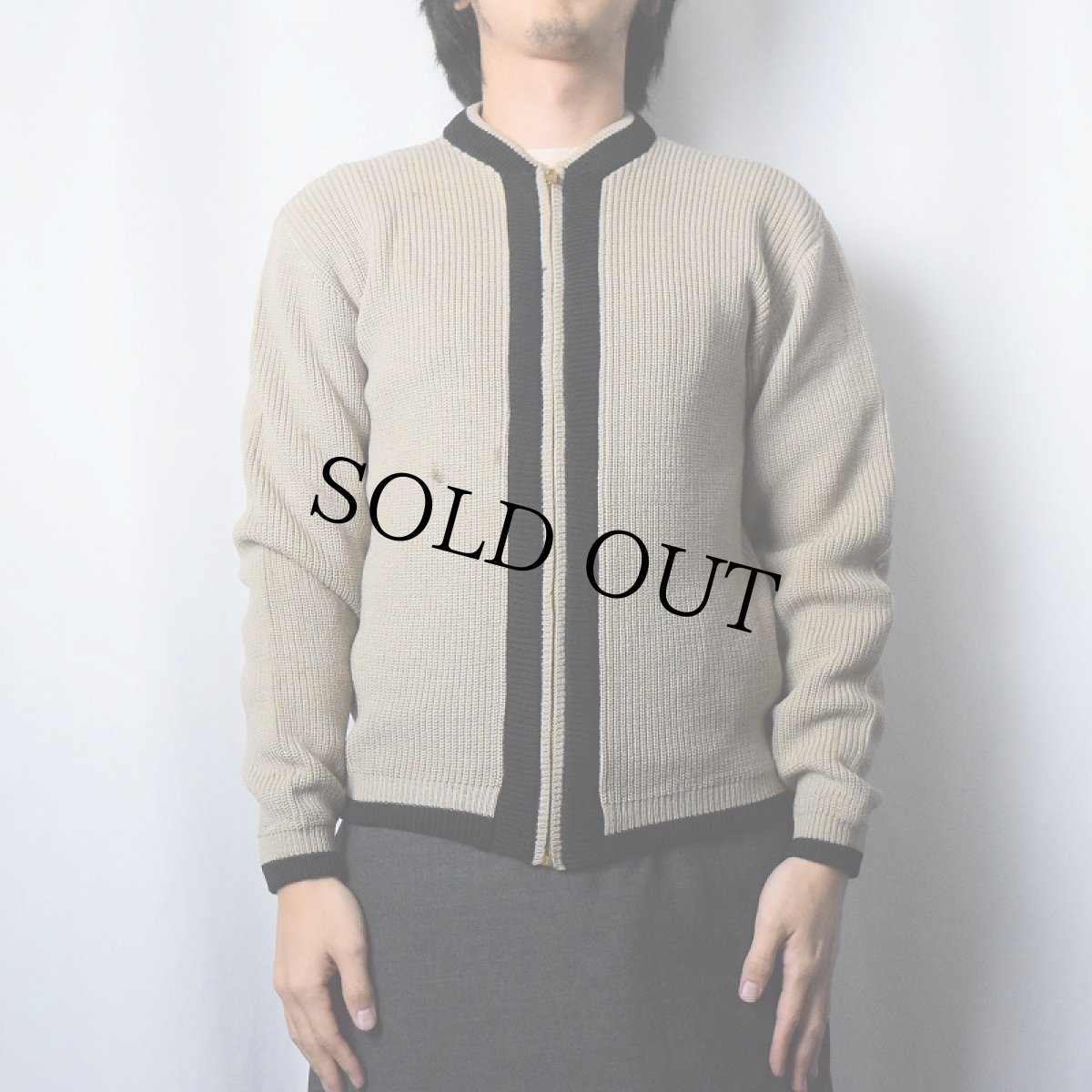 画像2: 60's PENNY'S TOWNCRAFT ウールニットジップカーディガン XL (2)