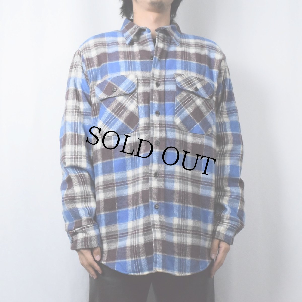 画像2: 70〜80's FIVE BROTHERS USA製 チェック柄 裏キルティング ヘビーネルシャツ L (2)