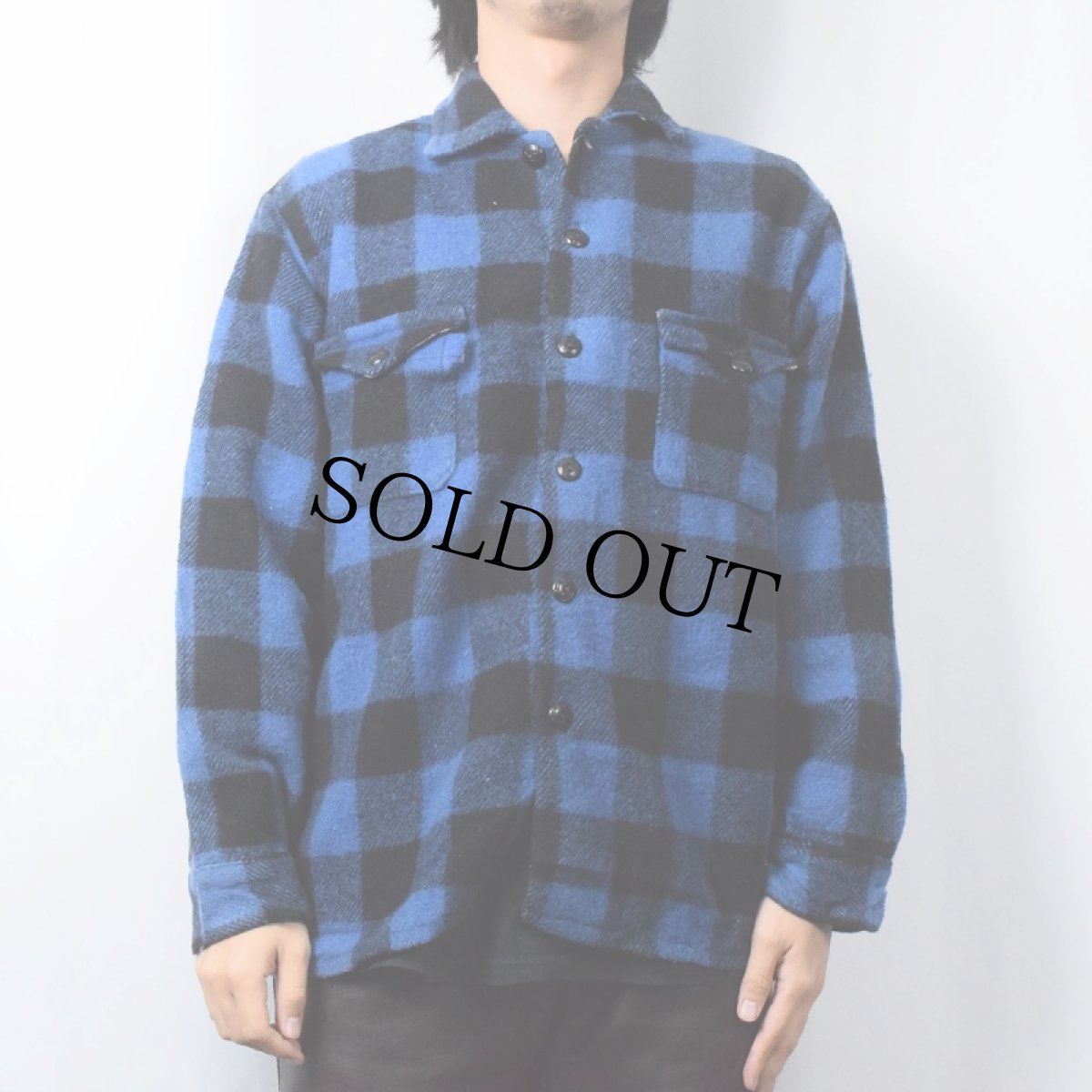 画像2: 70〜80's Stag way ブロックチェック柄 ウールシャツジャケット (2)