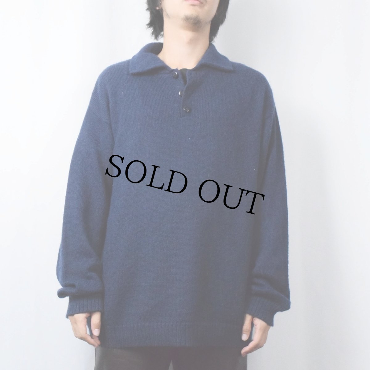 画像2: Artesanias Yana アルパカニットポロシャツ NAVY (2)