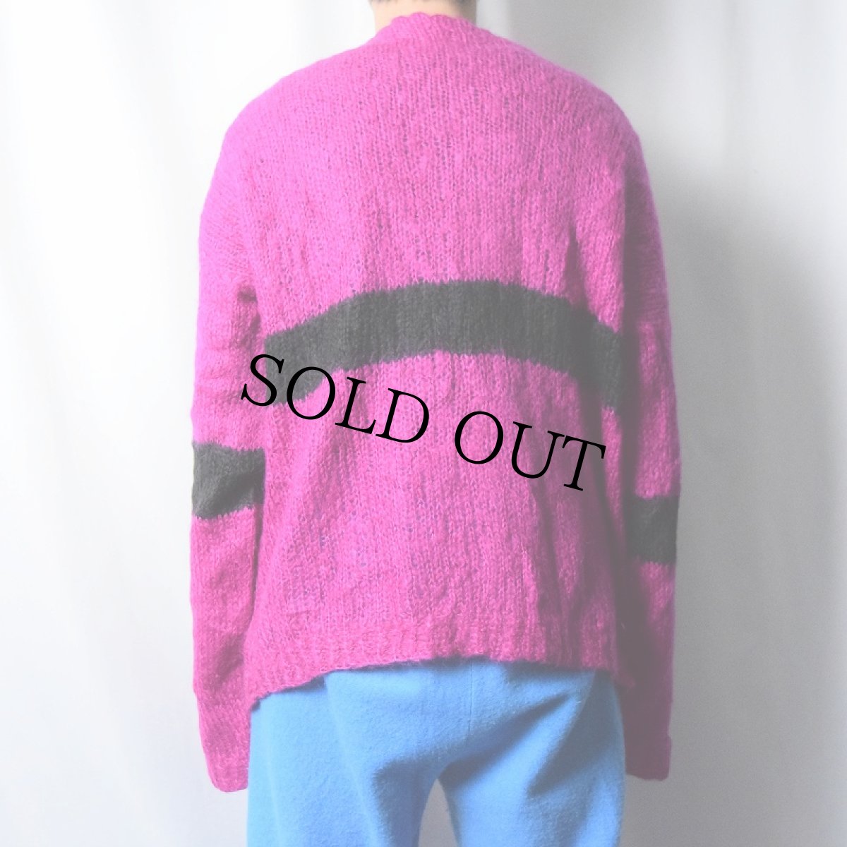 画像3: ラインデザイン ハンドニットモヘアセーター (3)