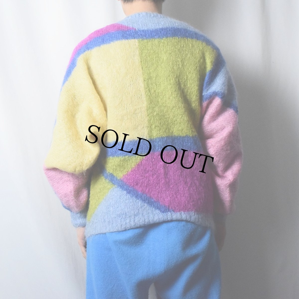 画像3: 切り替えデザイン ハンドニットモヘアセーター (3)