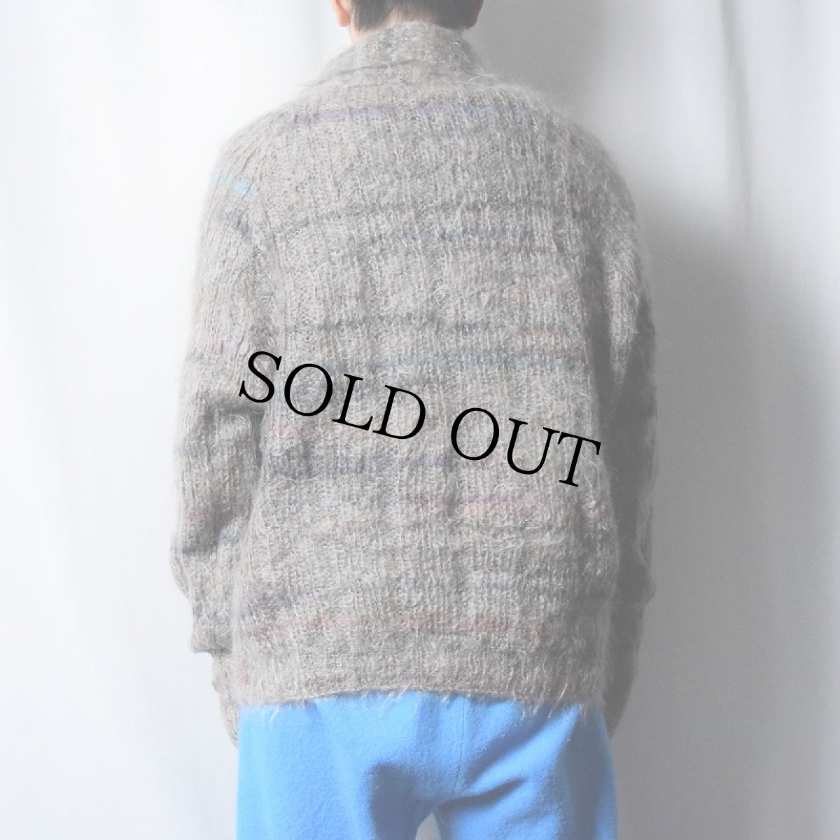 画像3: ハンドメイド ボーダー柄 モヘアニットカーディガン (3)