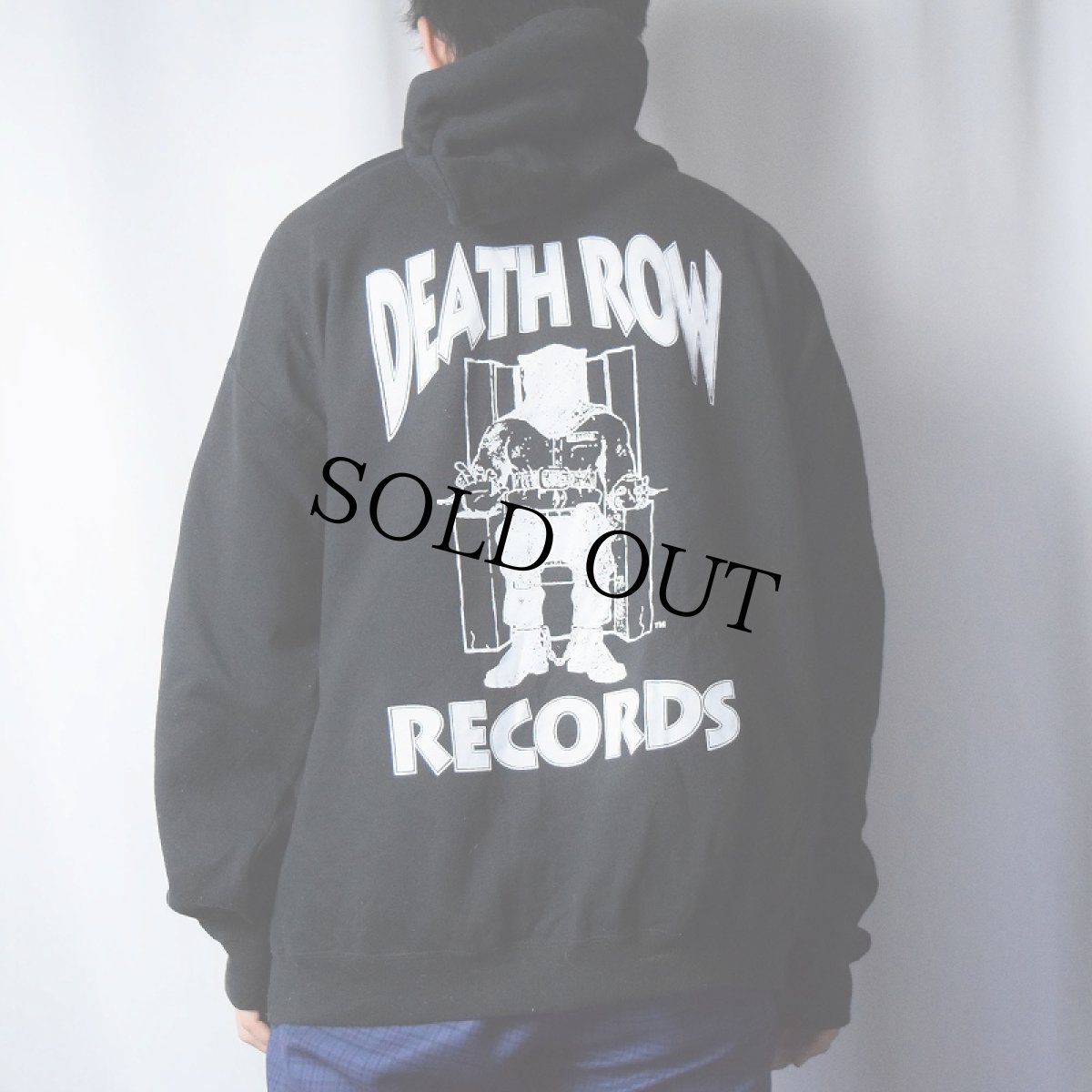 画像4: DEATH ROW RECORDS UK製 ヒップホップレコードレーベル ロゴプリントスウェットフーディー XXL (4)