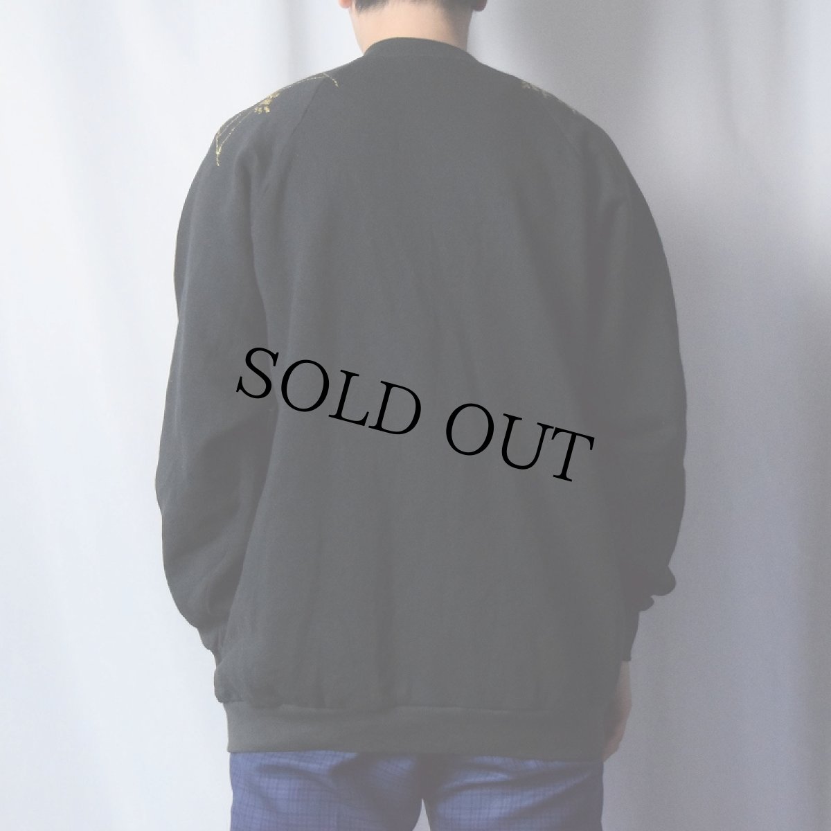 画像3: 90's USA製 蜘蛛の巣柄 ラメプリントラグランスウェット XL (3)