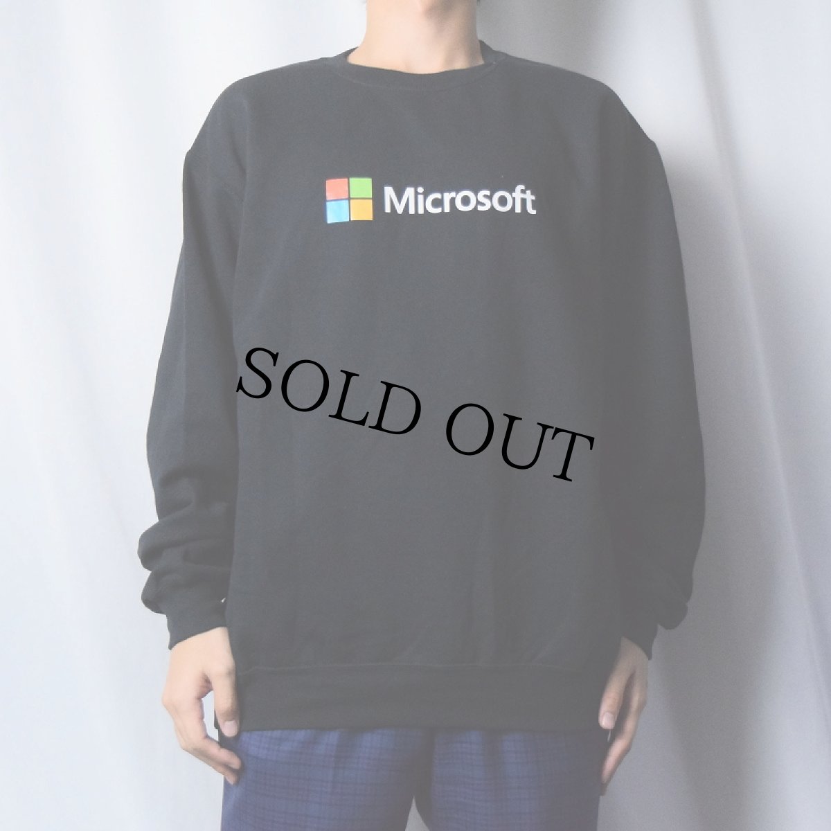 画像2: Microsoft コンピューター企業 ロゴプリントスウェット BLACK (2)