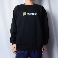 画像2: Microsoft コンピューター企業 ロゴプリントスウェット BLACK (2)