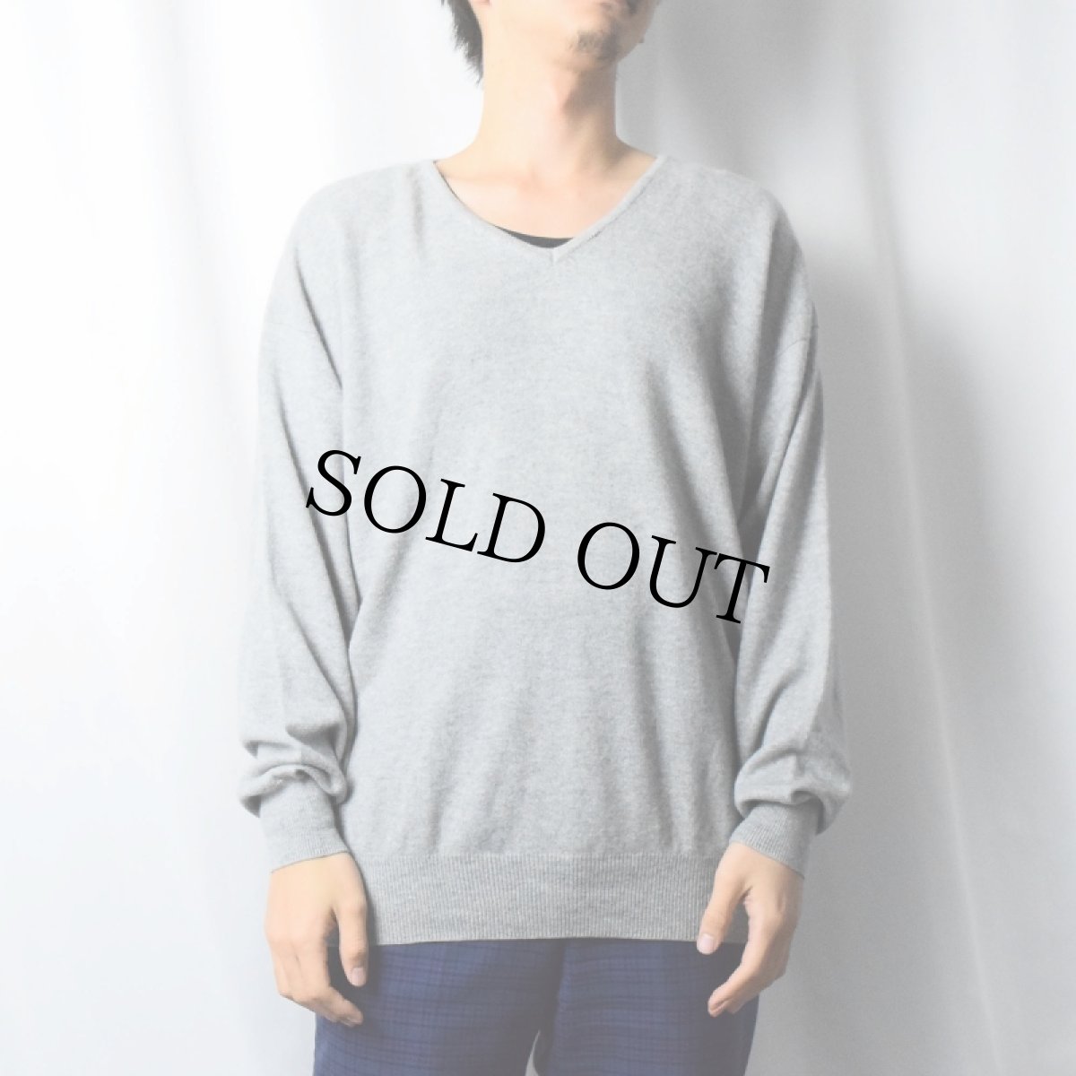 画像2: FRANCO CALLEGARI Vネック カシミアニットセーター SIZE48 (2)