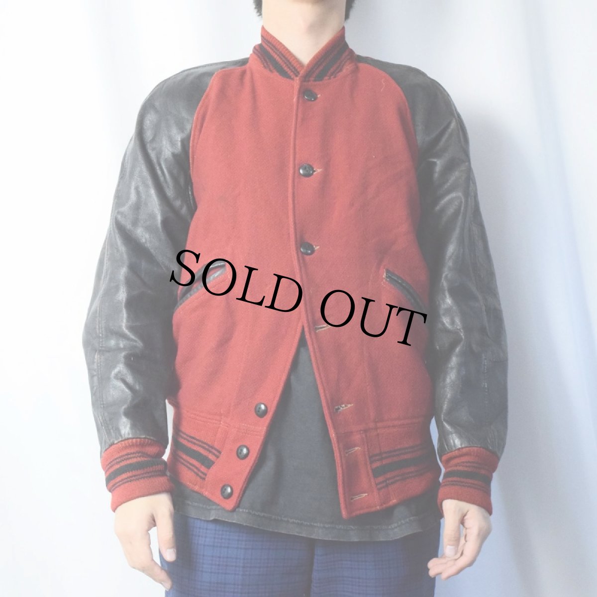 画像2: 50's WOOL-N-Nylo BUTWIN レザー×ウール ボタンスタジャン (2)