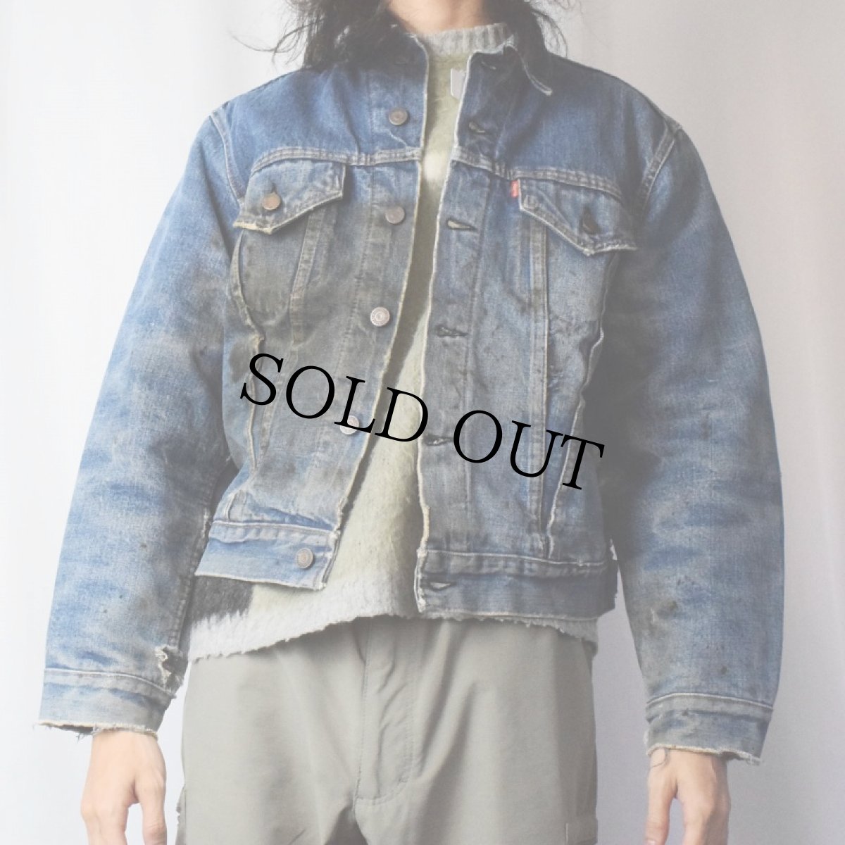 画像2: 60's LEVI'S 70505 BIGE USA製 ブランケットライナー デニムジャケット (2)