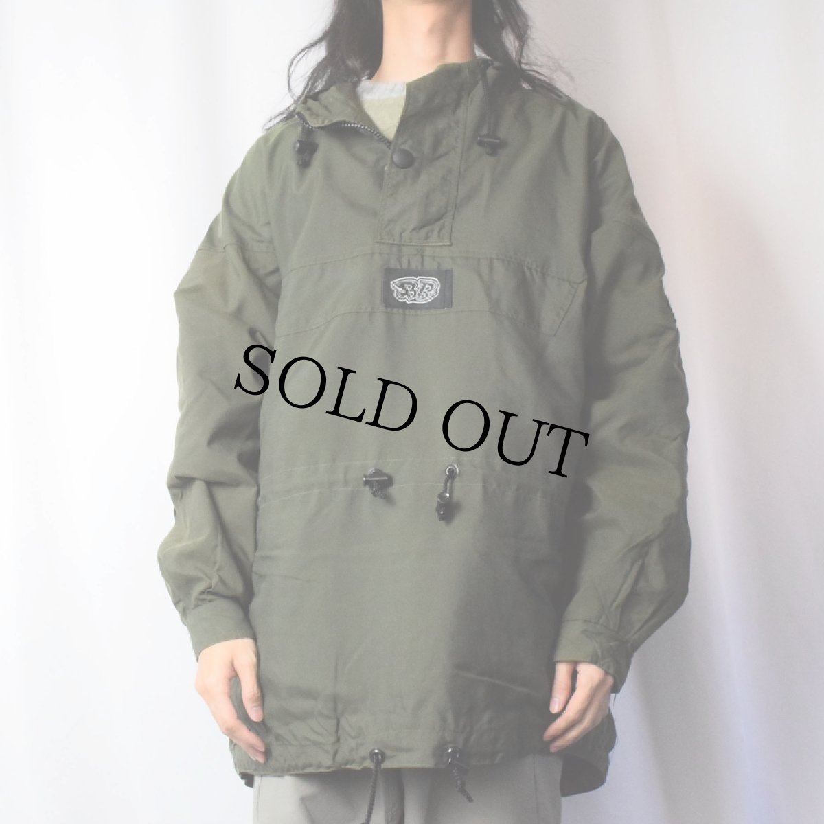 画像2: Black Balls エルボーパッチ付き ナイロンプルオーバーパーカー L (2)