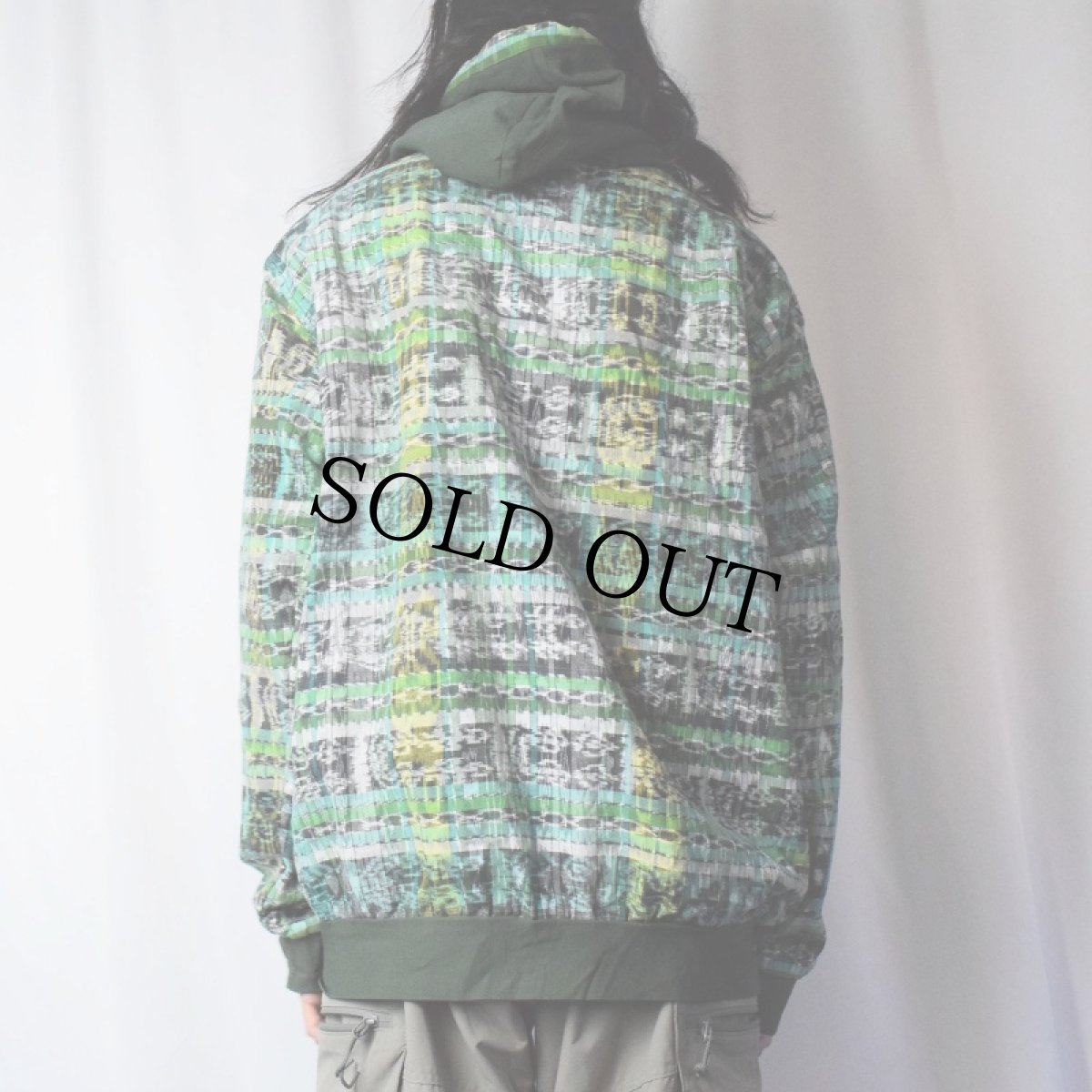 画像3: IXCHEL チェック×ネイティブ柄 フード付きロンT L (3)