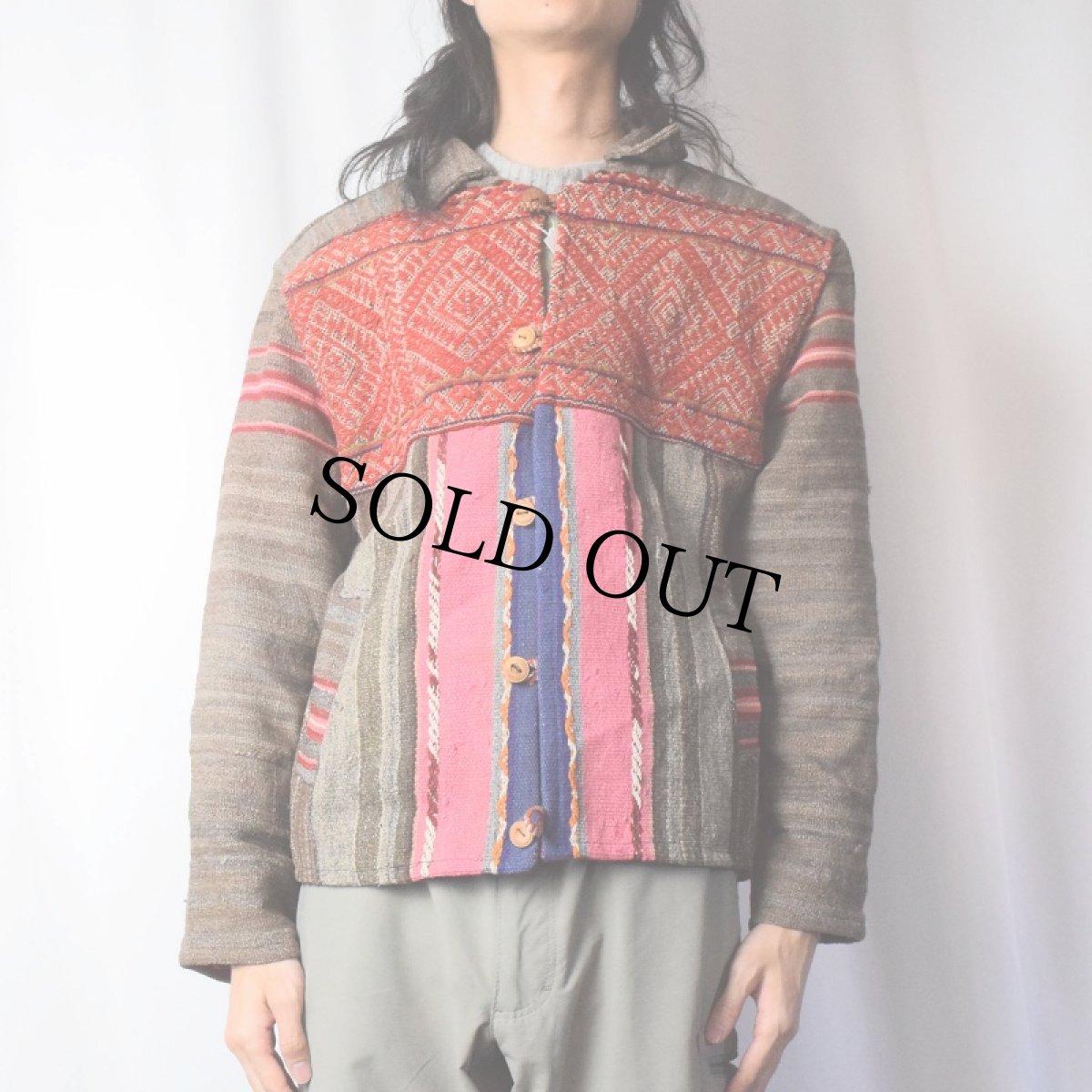 画像2: 柄織り 切り替えデザイン ジャケット (2)