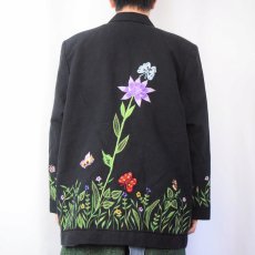 画像3: anage 蝶×花柄 刺繍デザイン テーラードジャケット L (3)