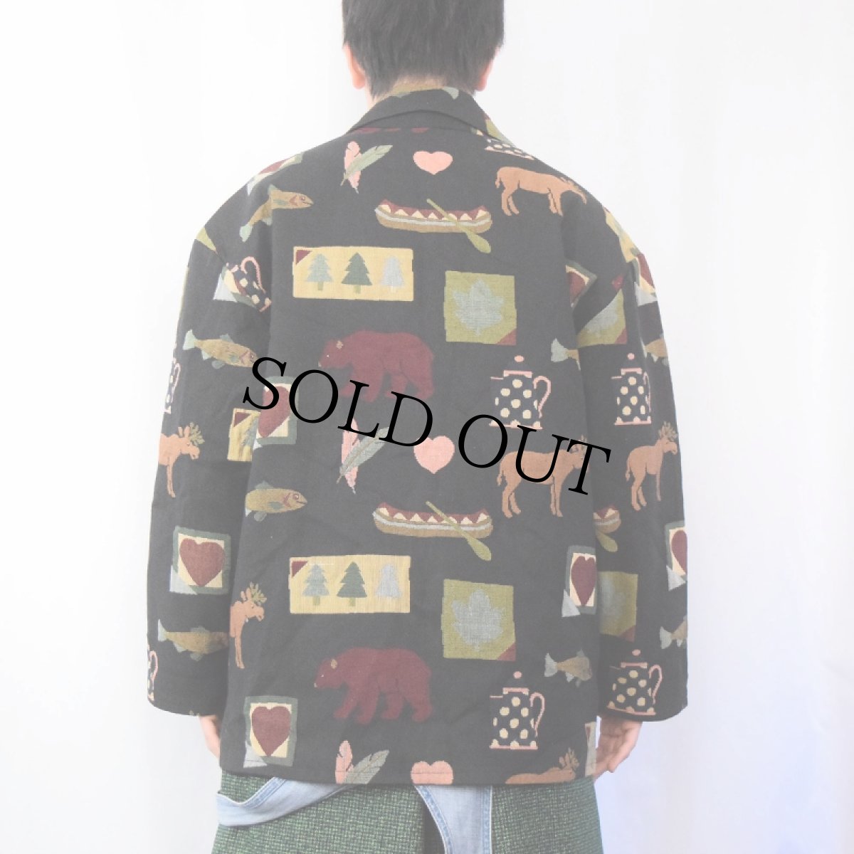 画像3: 90's NORTIQUE CANADA製 総柄 ゴブラン織りジャケット L (3)