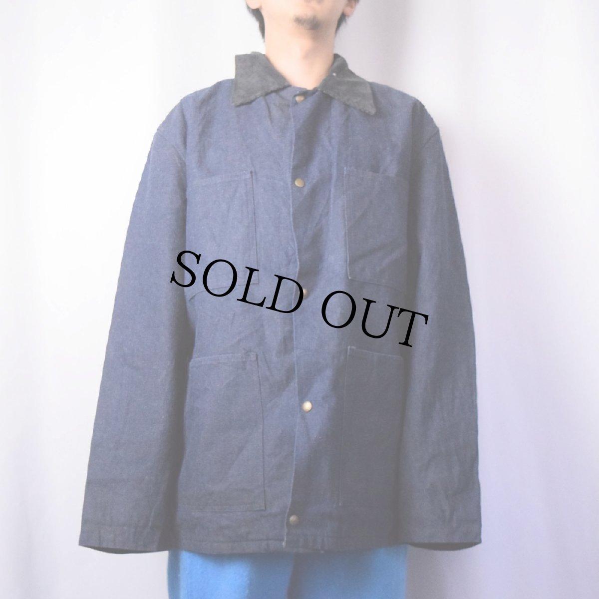 画像2: 80〜90's LIBERTY USA製 ブランケットライナー デニムカバーオール XL (2)