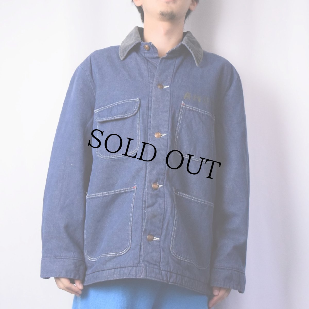 画像2: 70's Wrangler USA製 ブランケットライナー デニムカバーオール SIZE44 (2)