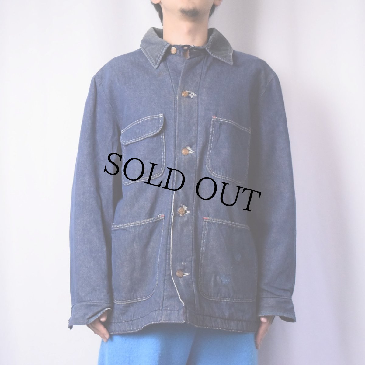 画像2: 70's Wrangler ブランケットライナー デニムカバーオール SIZE42 (2)