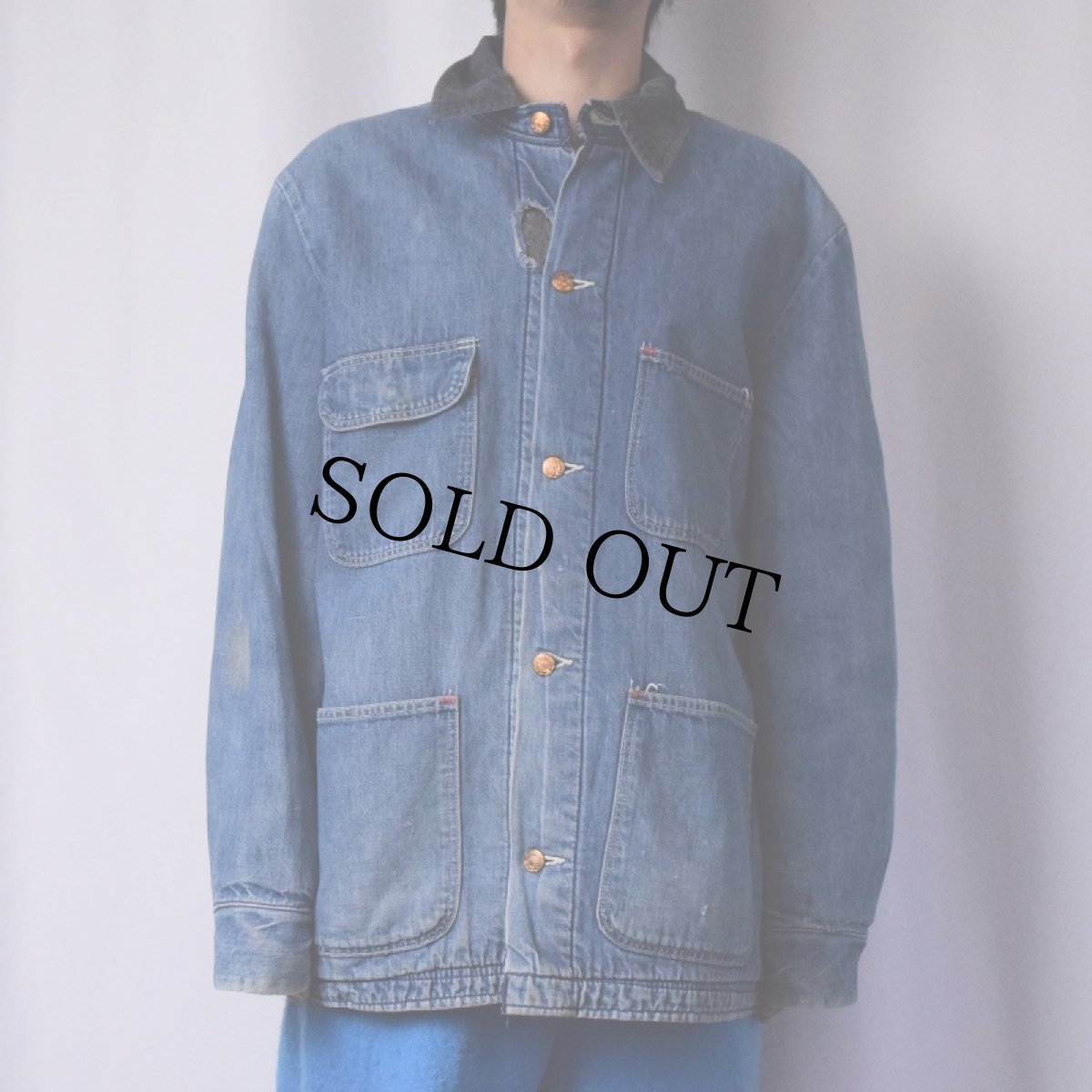 画像2: 70's Wrangler ブランケットライナー デニムカバーオール SIZE42 (2)