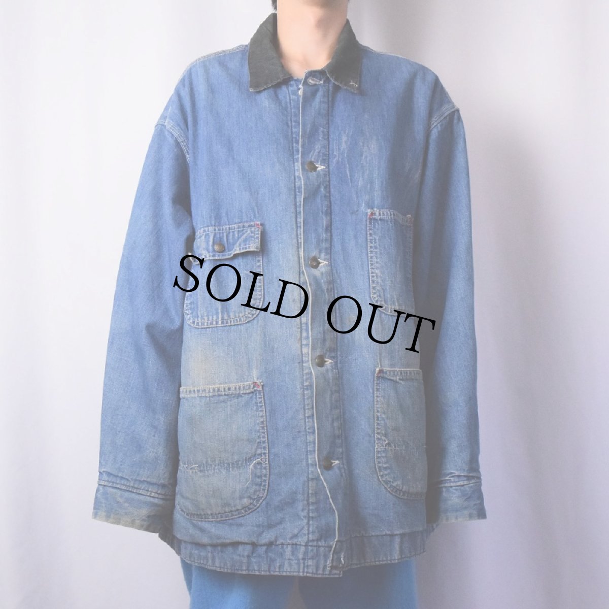 画像2: 70's Sears Work Leisure ブランケットライナー デニムカバーオール XXXL (2)