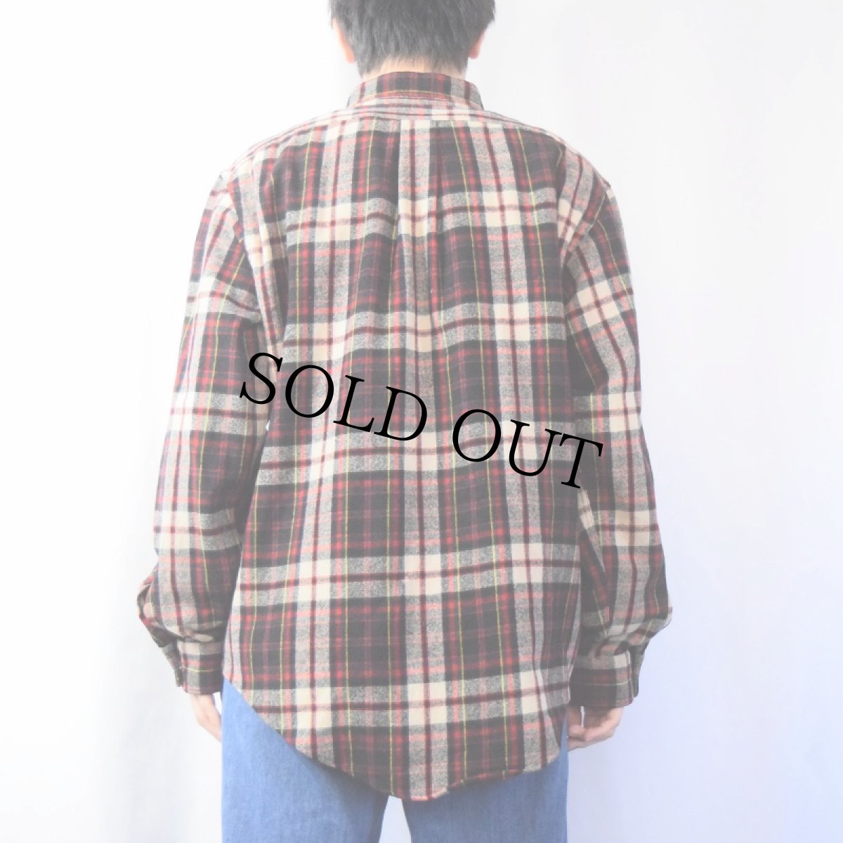 画像3: 60's Bloomingdales チェック柄 ボタンダウンウールシャツ (3)