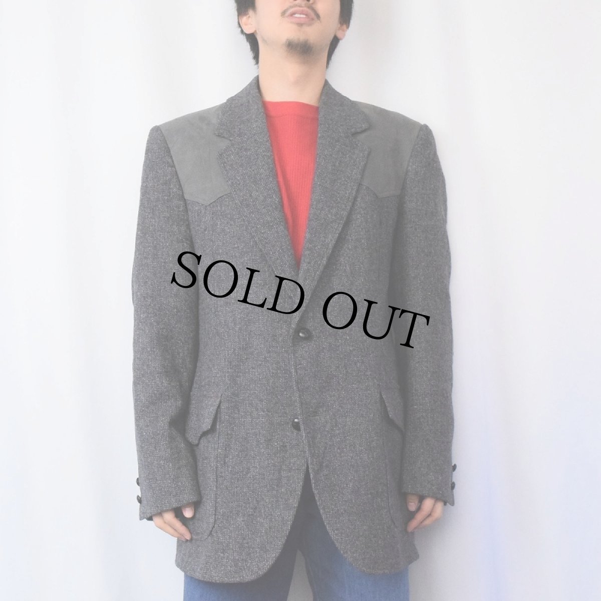 画像2: 80's PENDLETON USA製 スエード切り替え エルボーパッチ付き ウエスタンテーラードジャケット SIZE42L (2)