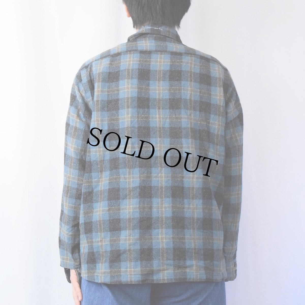 画像3: 〜90's Galaxie ITALY製 チェック柄 ウール×リネンシャツ L (3)