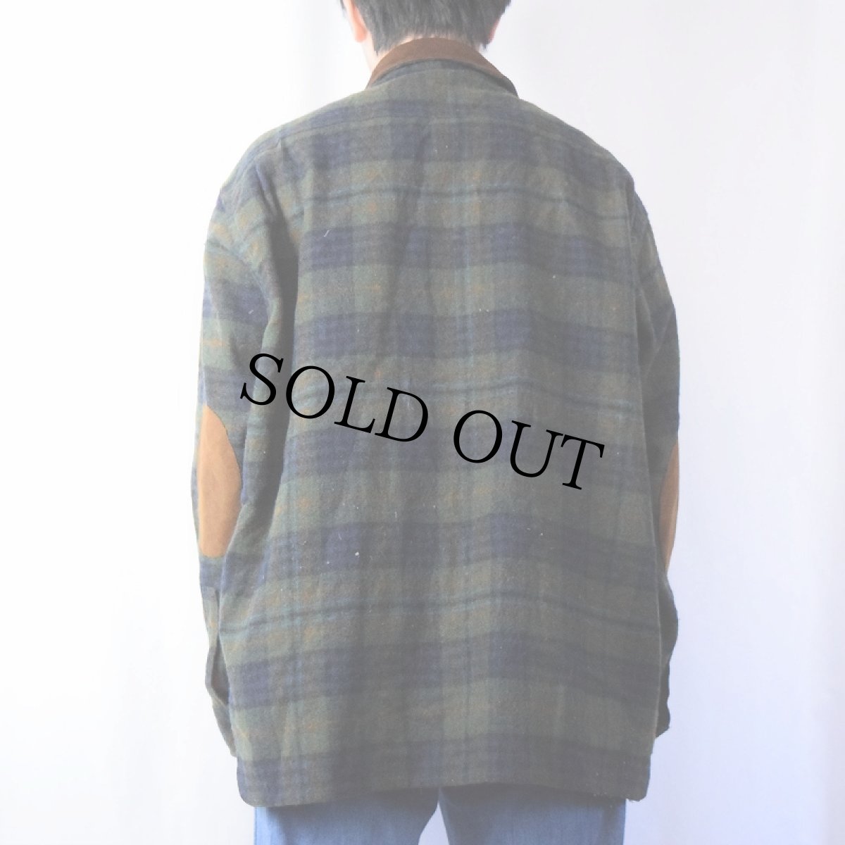 画像3: 80's Woolrich USA製 チェック柄 エルボーパッチ付き ウール×ナイロンシャツ XL (3)