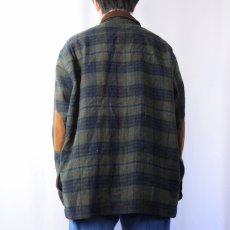 画像3: 80's Woolrich USA製 チェック柄 エルボーパッチ付き ウール×ナイロンシャツ XL (3)