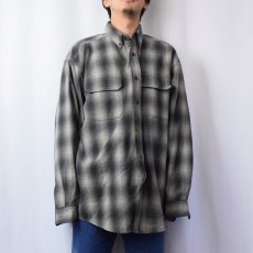 画像2: Woolrich オンブレーチェック柄 エルボーパッチ付き ウールシャツ XL (2)