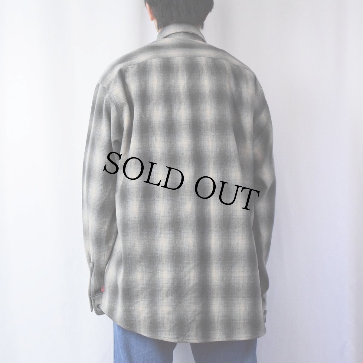 画像3: Woolrich オンブレーチェック柄 エルボーパッチ付き ウールシャツ XL (3)