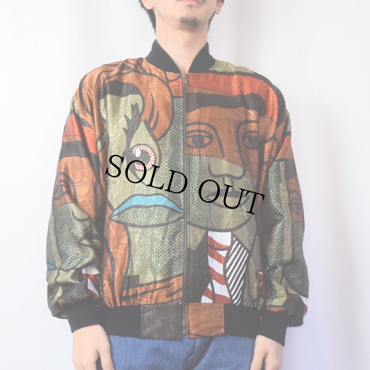 画像2: Picasso アート柄 ポリエステルジップジャケット (2)