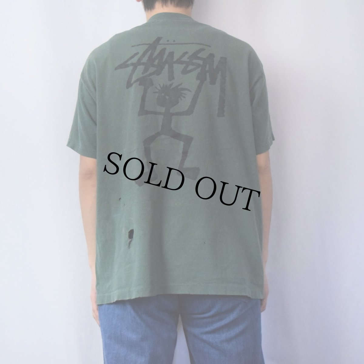 画像4: 80's ブート STUSSY USA製 シャドーマンプリントTシャツ XL (4)