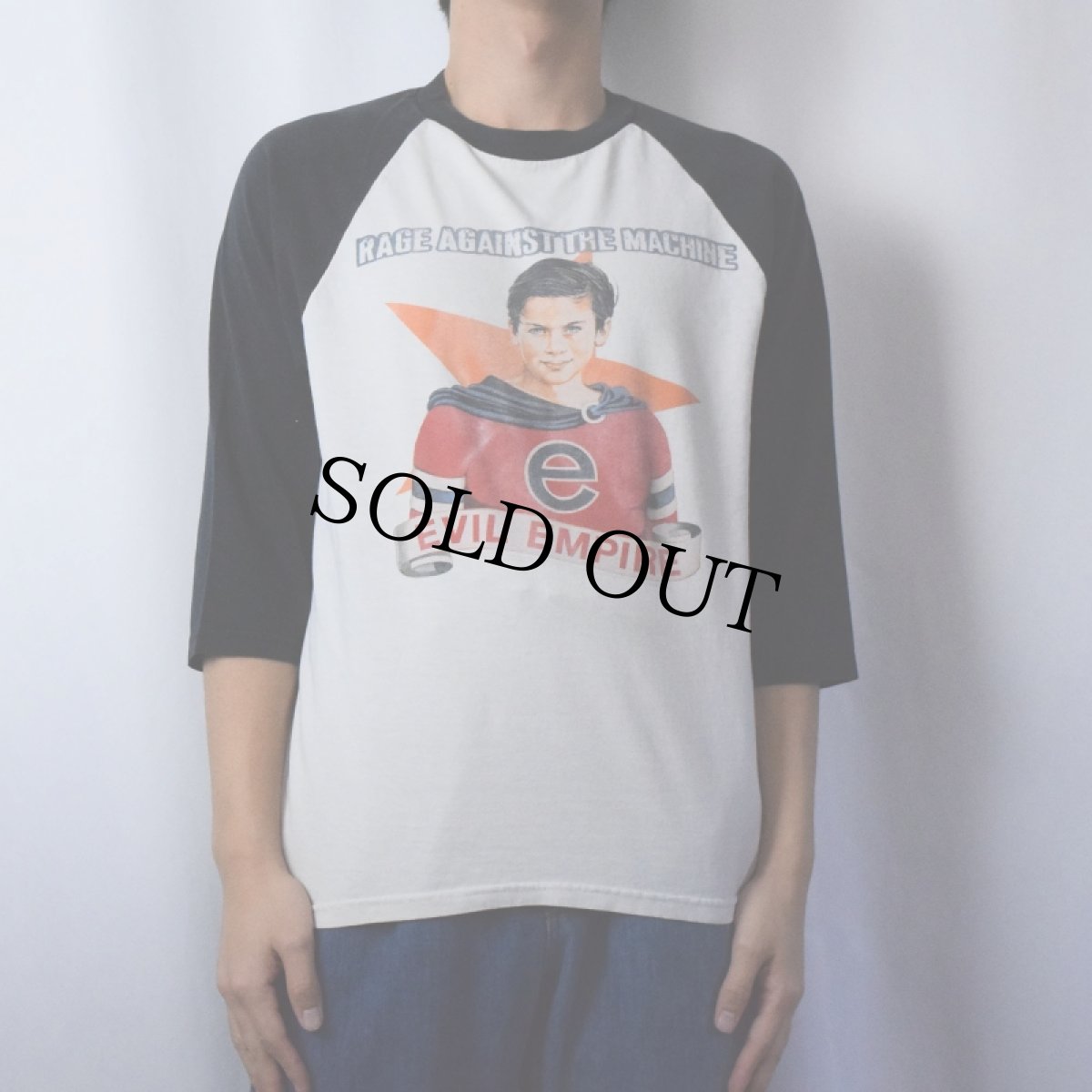 画像3: 90's RAGE AGAINST THE MACHINE "EVIL EMPIRE" ロックバンド ラグランTシャツ  (3)