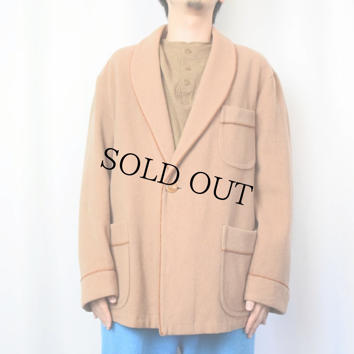 画像2: 〜80's CONTEX ショールカラー ウールスモーキングジャケット SIZE50 (2)