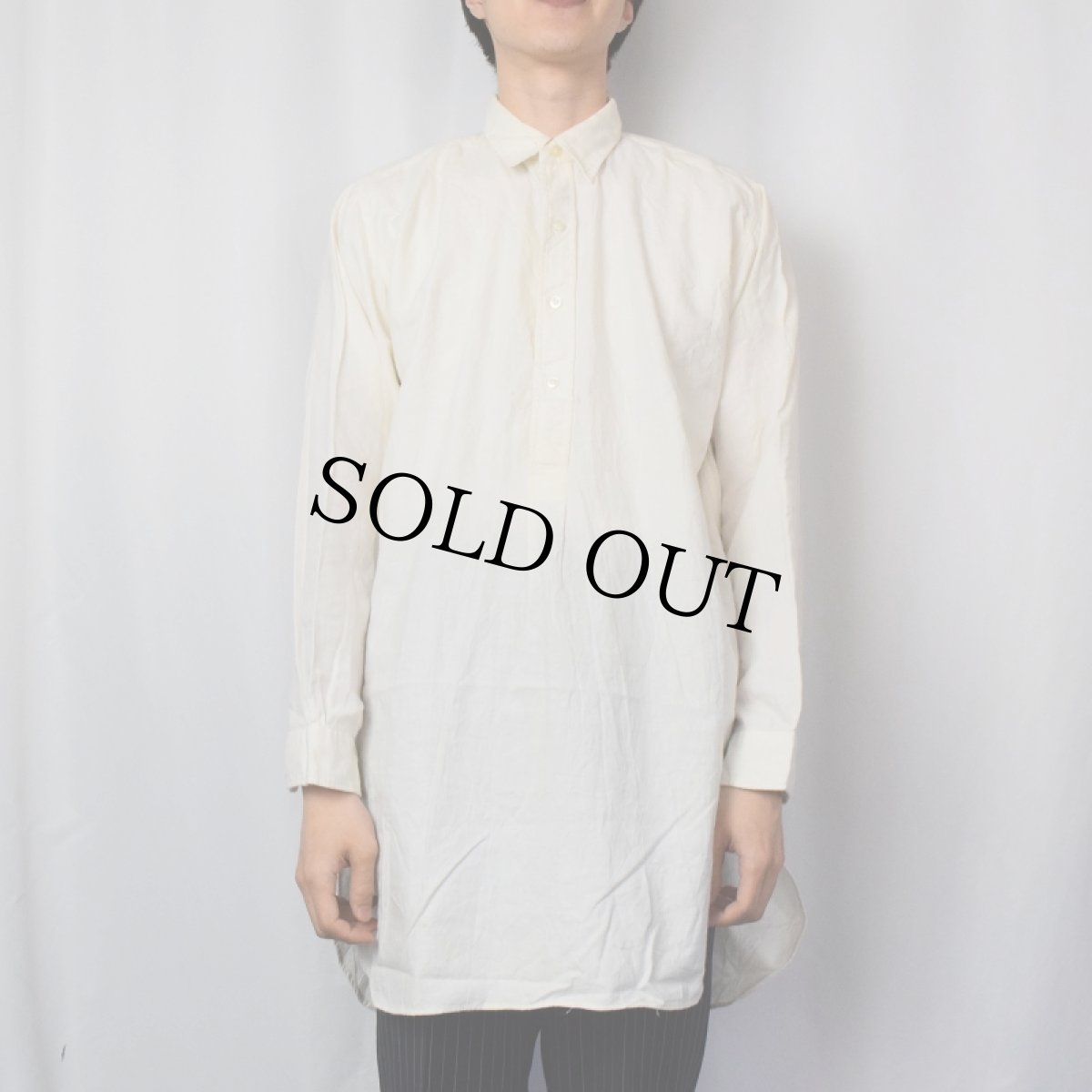 画像2: VINTAGE CLYDELLON ENGLAND製 グランパシャツ SIZE16 (2)