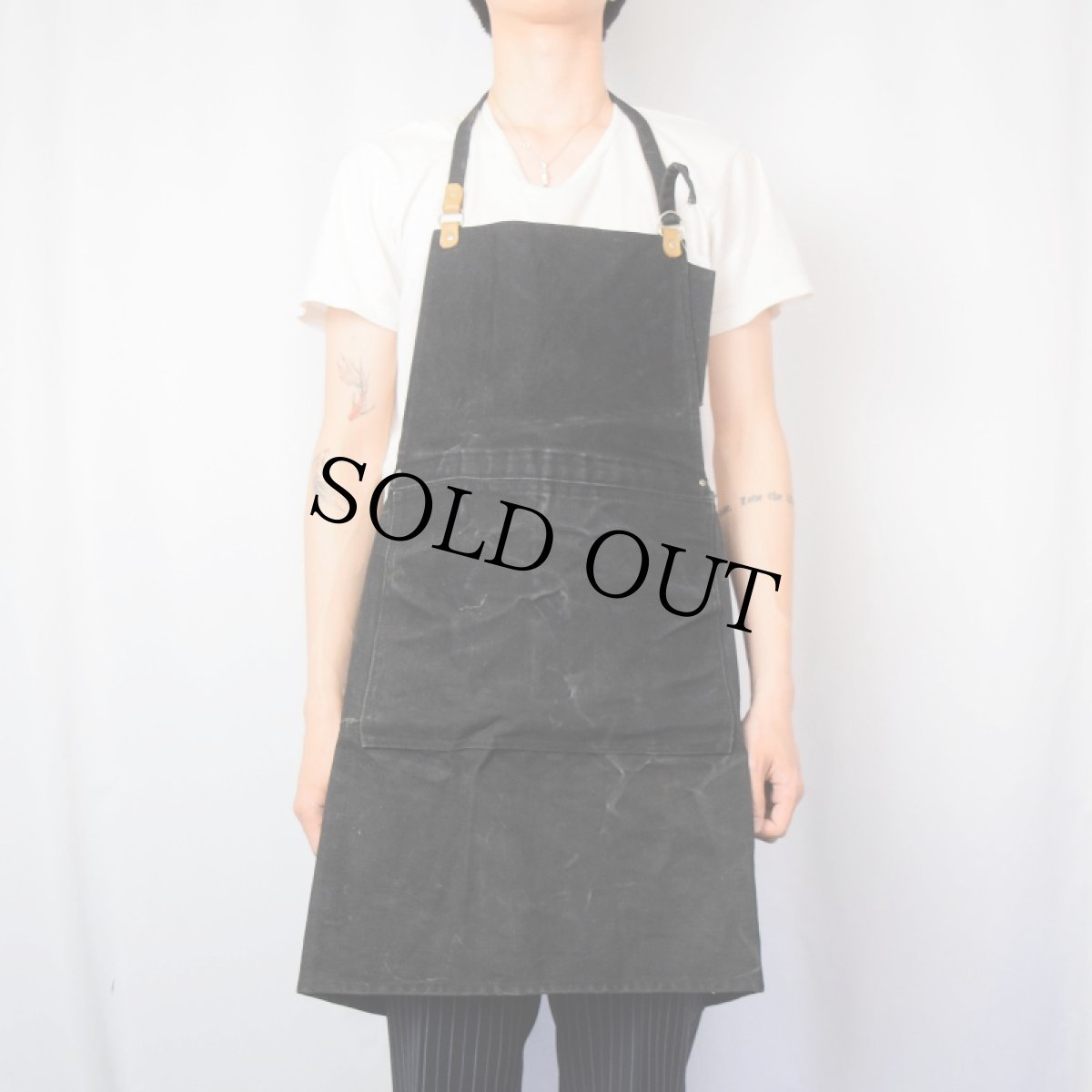 画像2: VINTAGE コットンダックエプロン BLACK (2)