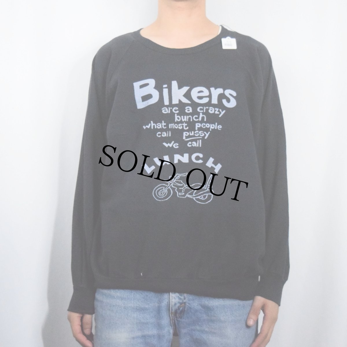 画像2: 80's CANADA製 "Bikers" プリントラグランスウェット BLACK XL (2)