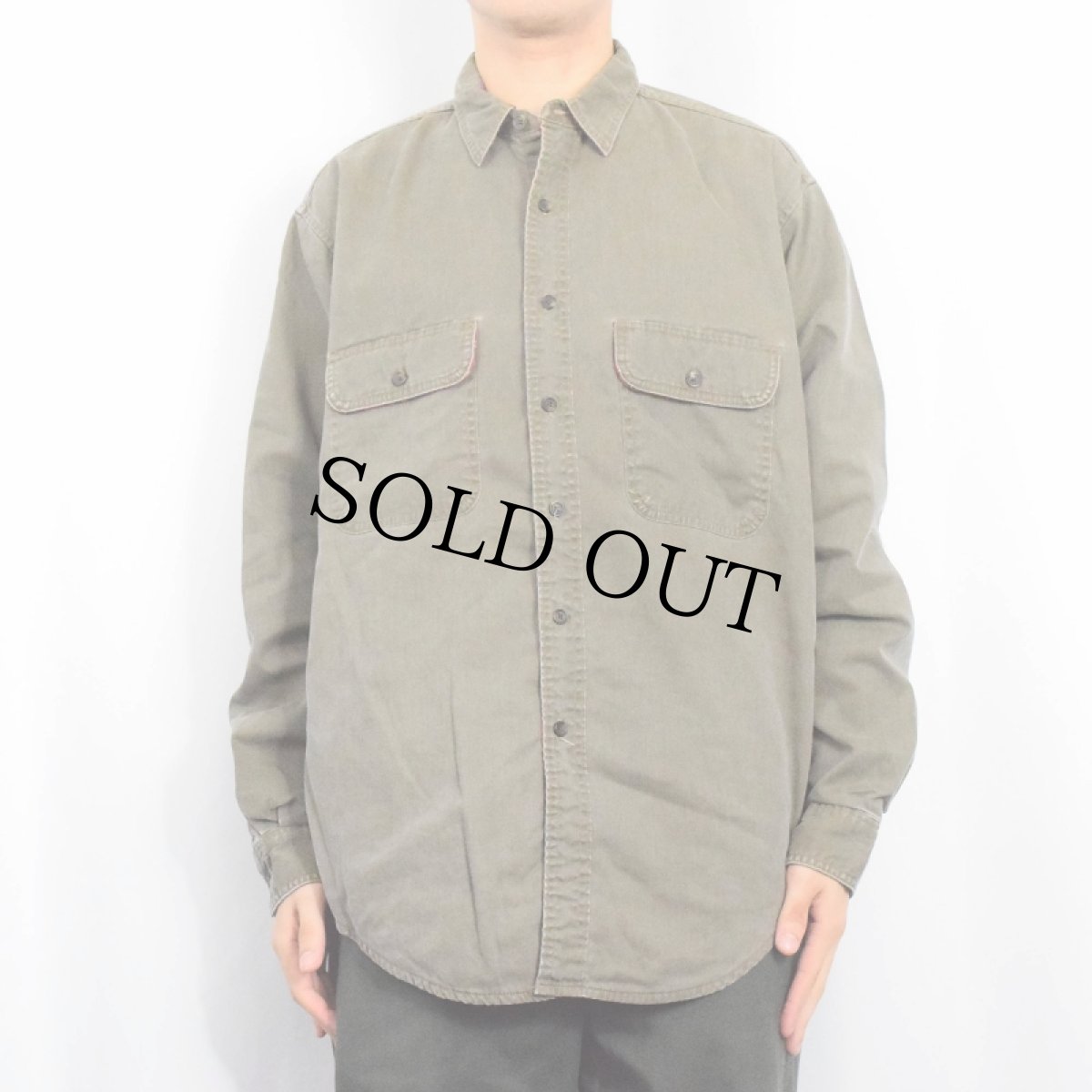 画像2: 80〜90's L.L.Bean CANADA製 裏地ネル コットンワークシャツ L (2)