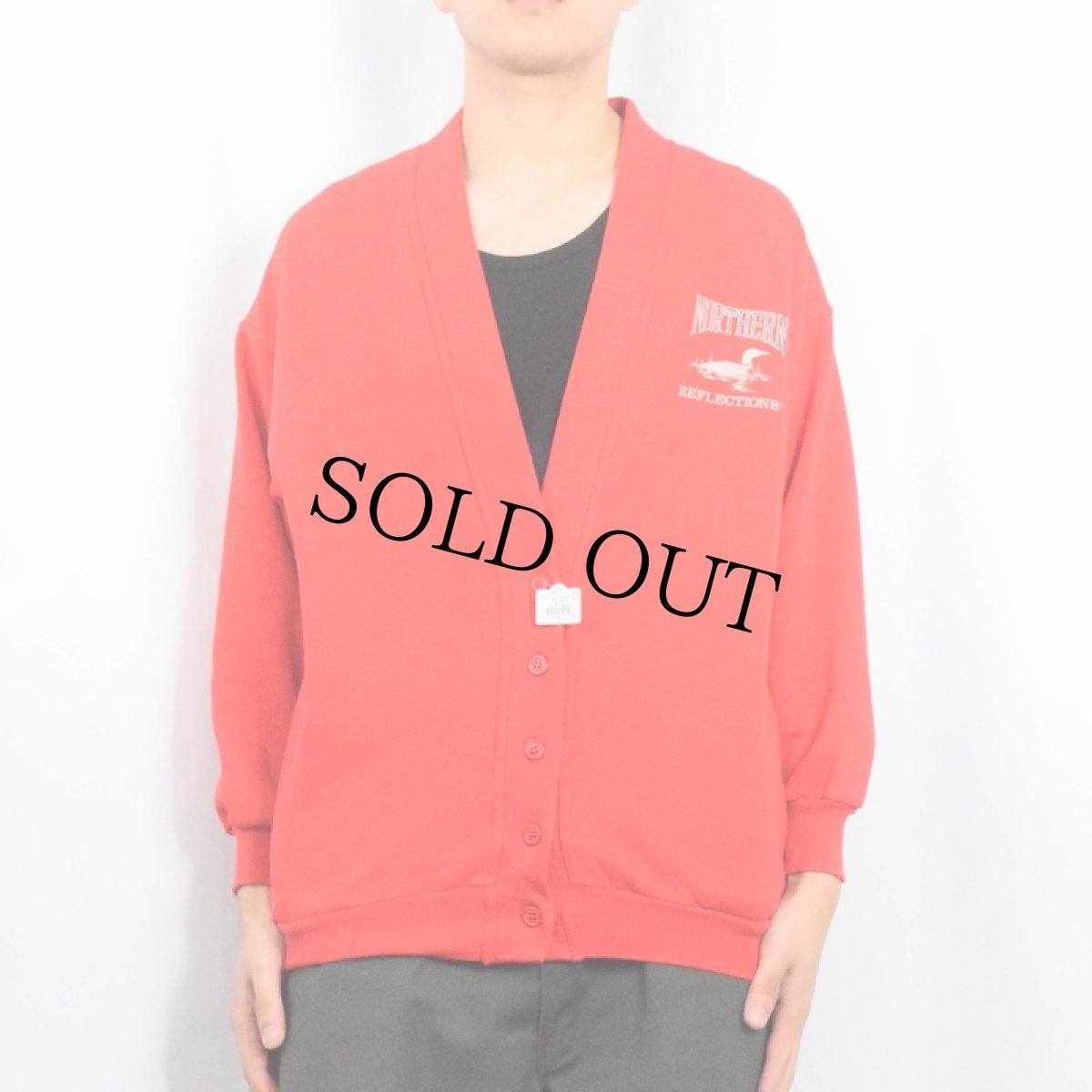 画像2: 90's NORTHERN 発泡プリント スウェットカーディガン (2)