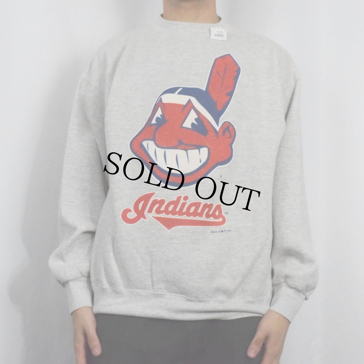 画像2: 90's Indians USA製 プリントスウェット XL (2)