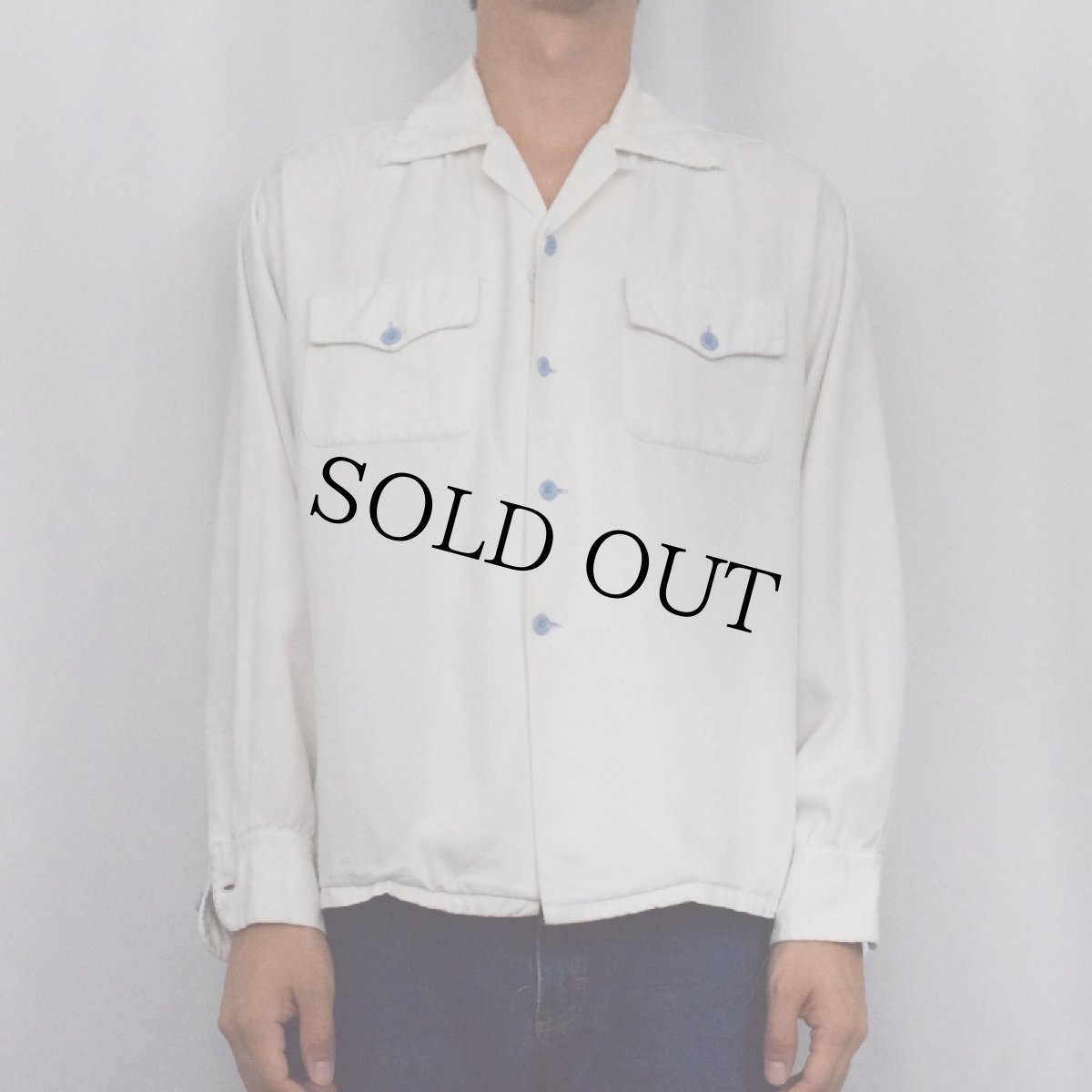 画像2: 50's Long Wear レーヨン×ダクロン オープンカラーシャツ (2)