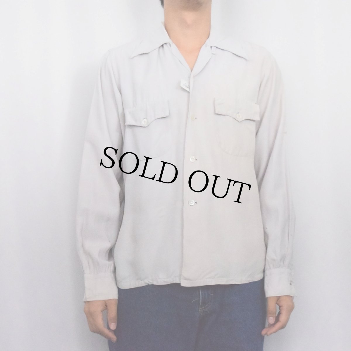 画像2: 40〜50's TOWER オープンカラーシャツ S (2)