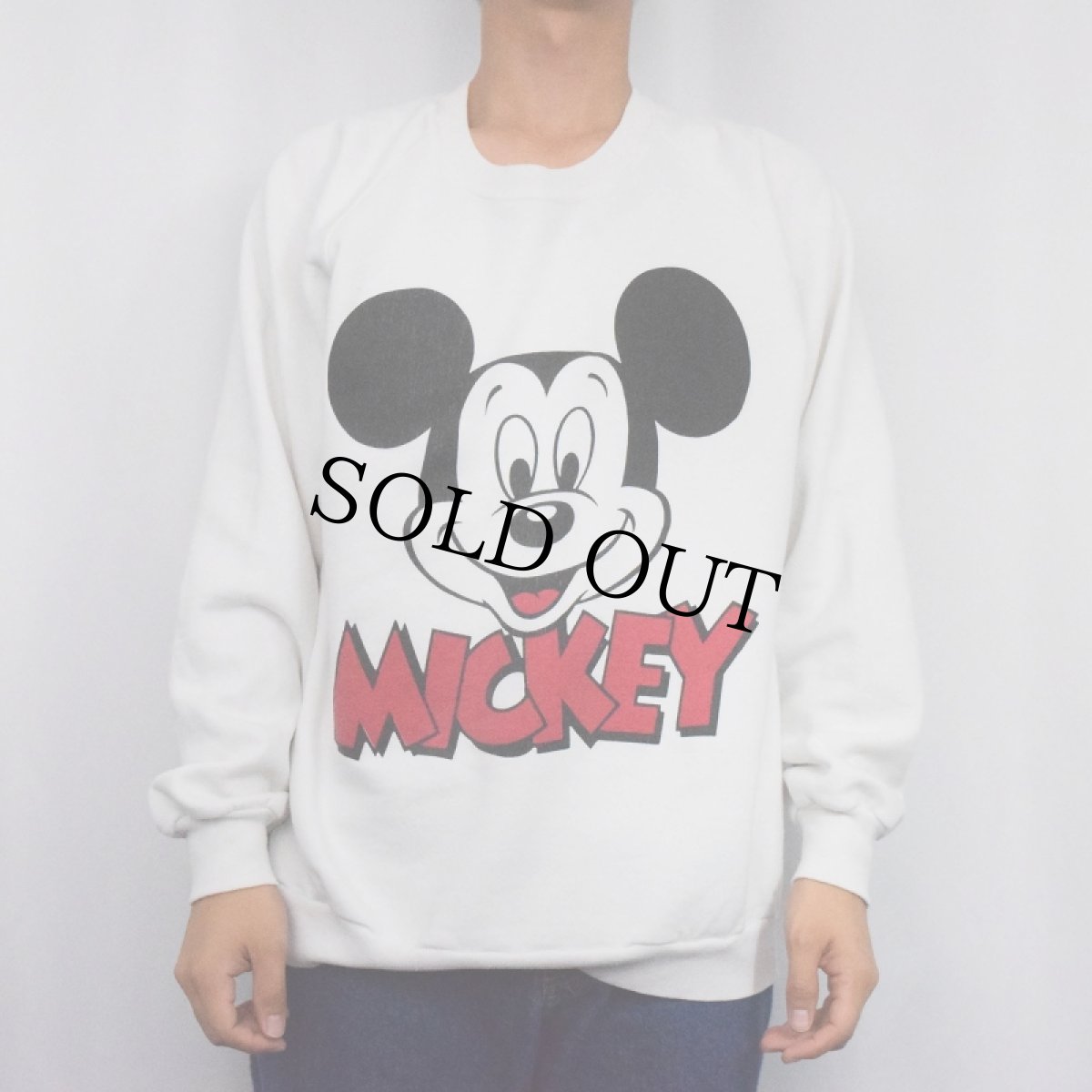 画像2: 80〜90's Disney MICKEY MOUSE USA製 キャラクタープリントラグランスウェット ONESIZE (2)