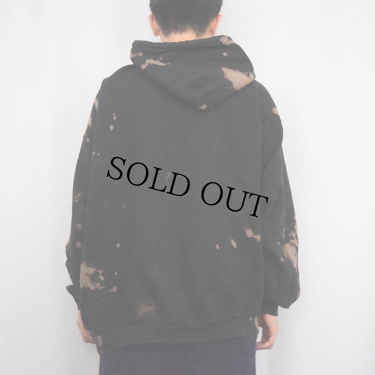 画像4: GILDAN ブリーチ加工 スウェットジップパーカー BLACK 2XL (4)