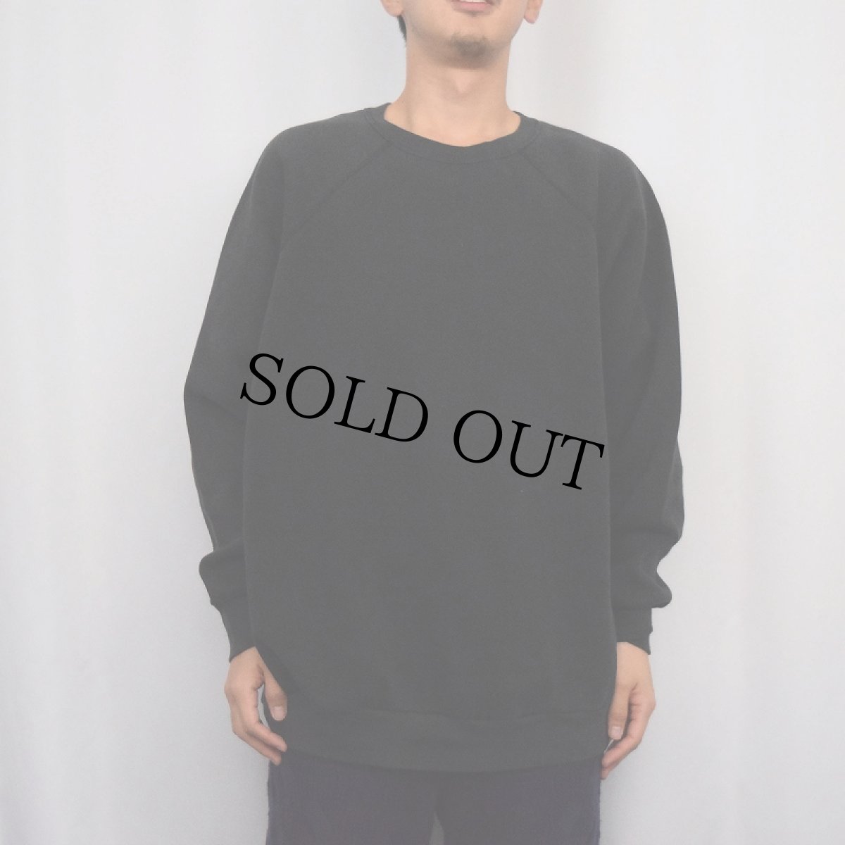 画像2: 90's TULTEX USA製 無地 ラグランスウェット BLACK 3X (2)