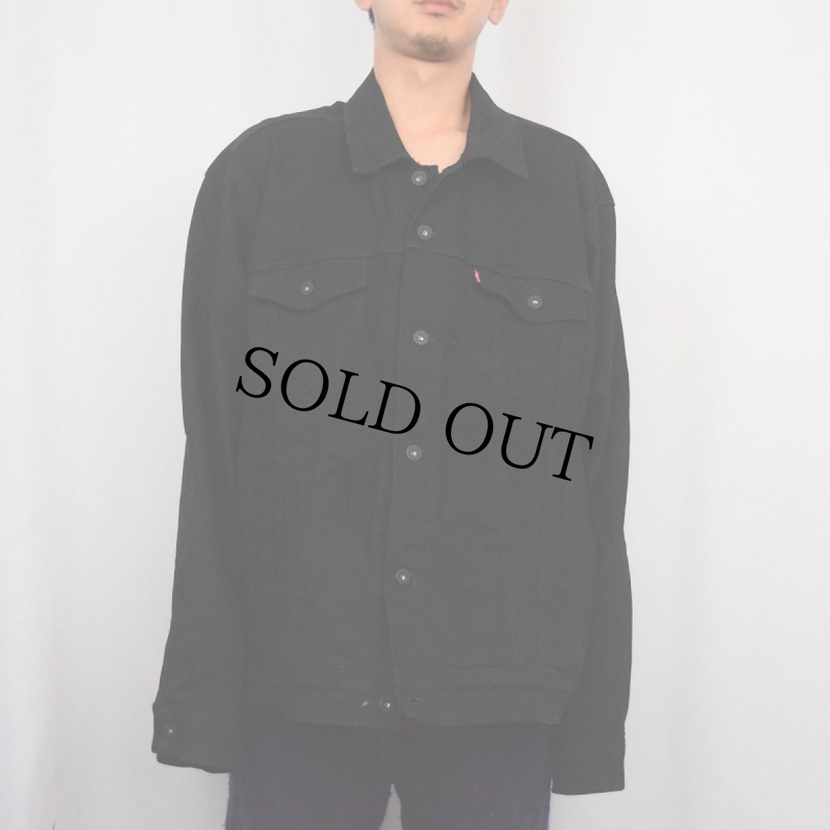 画像2: Levi's ブラックデニムジャケット XXL (2)