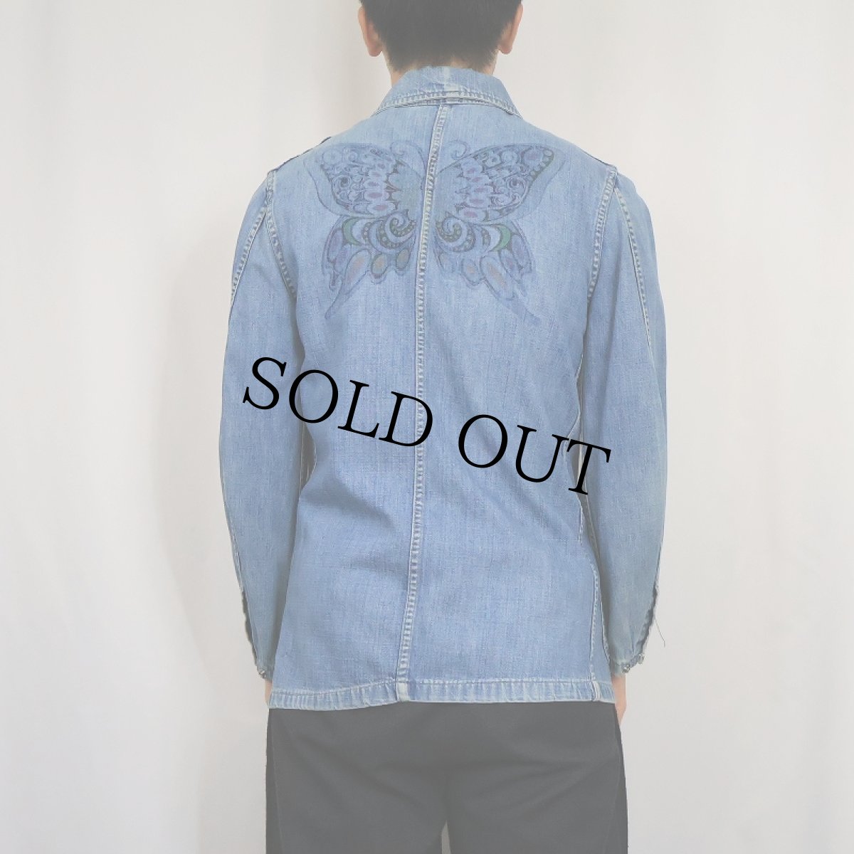 画像4: 【SALE】 〜60's DUBBLE WARE ハンドペイント バタフライ デニムカバーオール (4)