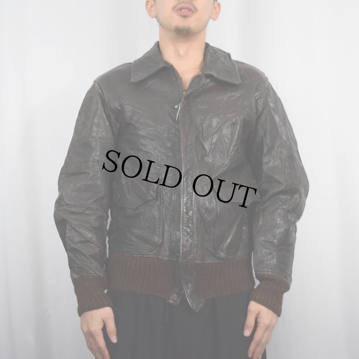 画像2: 70's〜 "A-2 TYPE" レザージャケット BROWN (2)