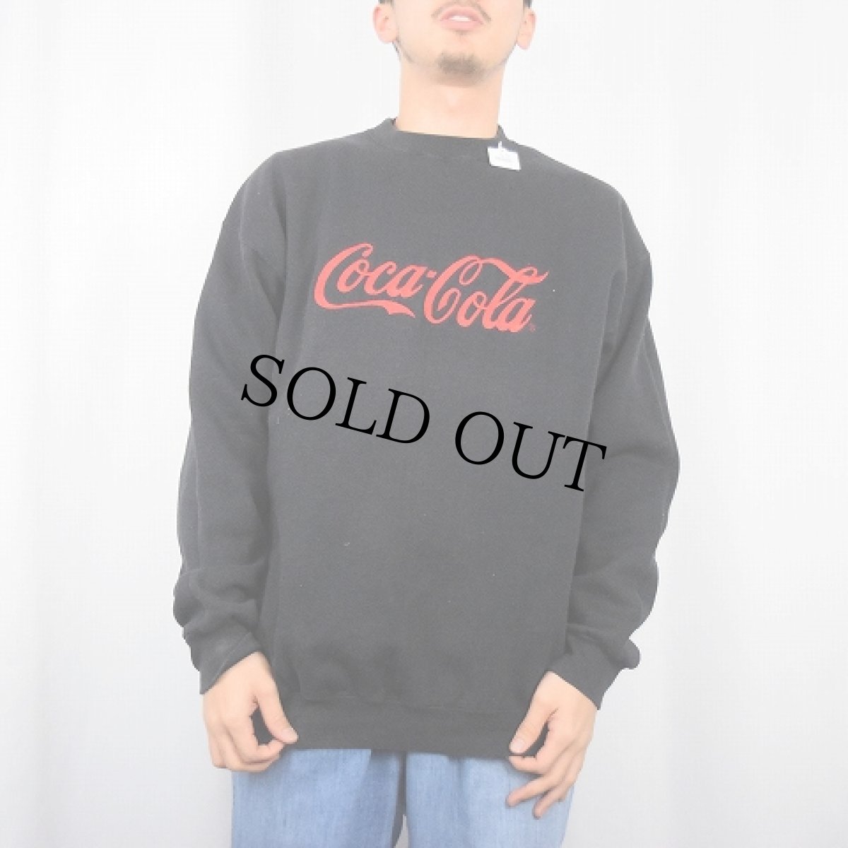 画像2: 90's Coca-Cola USA製 飲料メーカー ロゴ刺繍スウェット BLACK L (2)